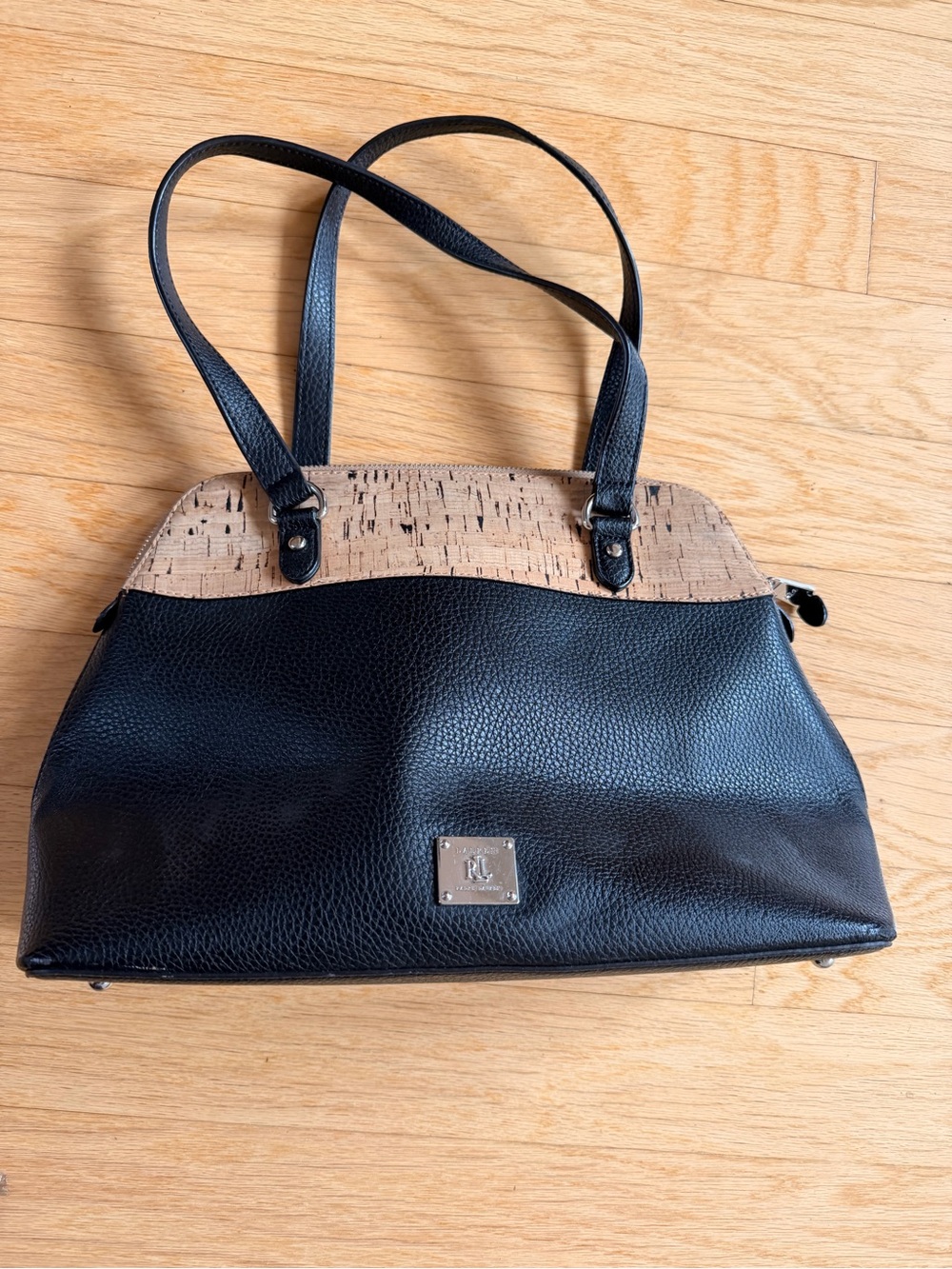Ralph Lauren Black and Cork Tote Bag with Dual Straps